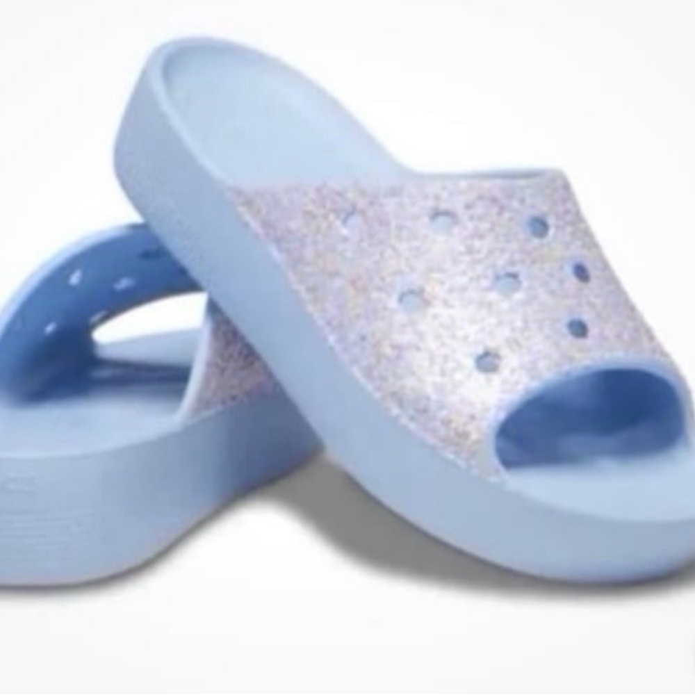 CROCS CLASSIC PLATFORM GLITTER SLIDES size 9